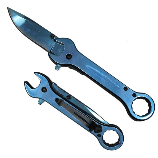 WRK 2712-BL 5" Blue Wrench-Shaped Assist-Open Folding Knife