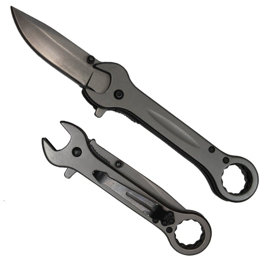 WRK 2712-GR 5" Grey Wrench-Shaped Assist-Open Folding Knife