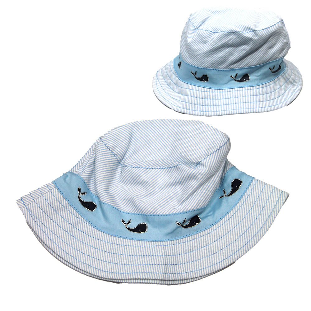 Nolan Orginals Blue Whales Boys Seersucker Bucket Hat