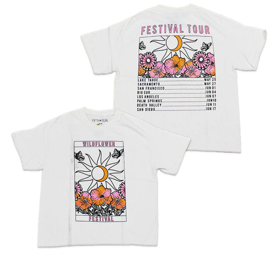 Women Junior's Wildflower Festivak Crop Top Tee T-Shirt