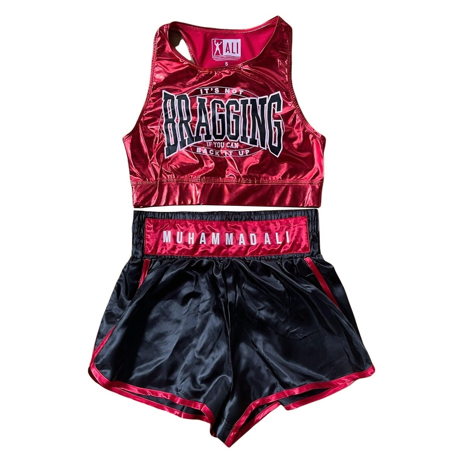 Women Junior's Muhammad Ali Boxing Costume Red Tank & Short Set - Bladevip