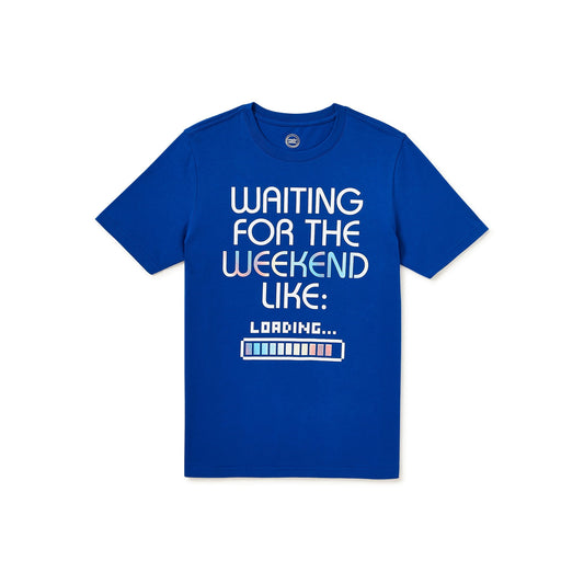 Camiseta gráfica azul de Wonder Nation esperando el fin de semana para niños