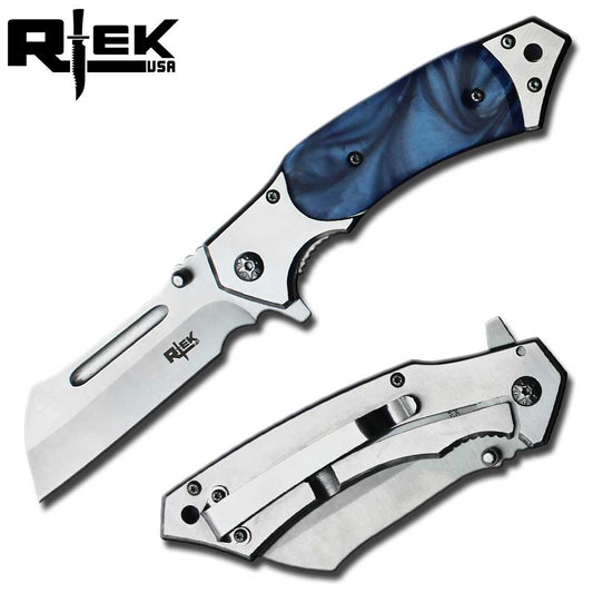 ZK 216-BL 4.75" Blue Cleaver Blade Assist-Open Folding Knife