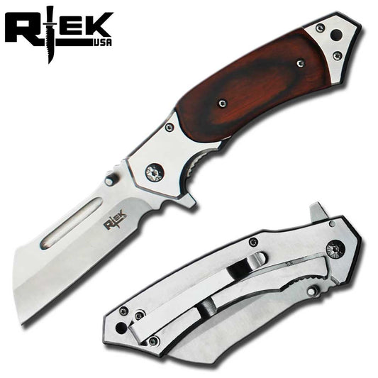 ZK 216-PW 4.75" Pakkawood Cleaver Blade Assist-Open Folding Knife