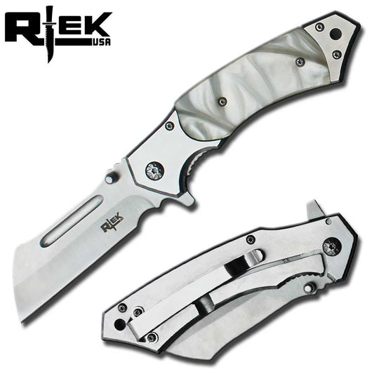 ZK 216-WH 4.75" White Cleaver Blade Assist-Open Folding Knife