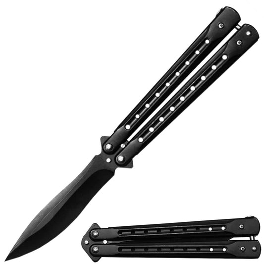 BF 1697-BK 5" Black Metal Handle Dull Blade Butterfly Trainer
