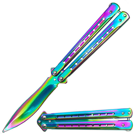 BF 1697-RB 5" Rainbow Metal Handle Dull Blade Butterfly Trainer