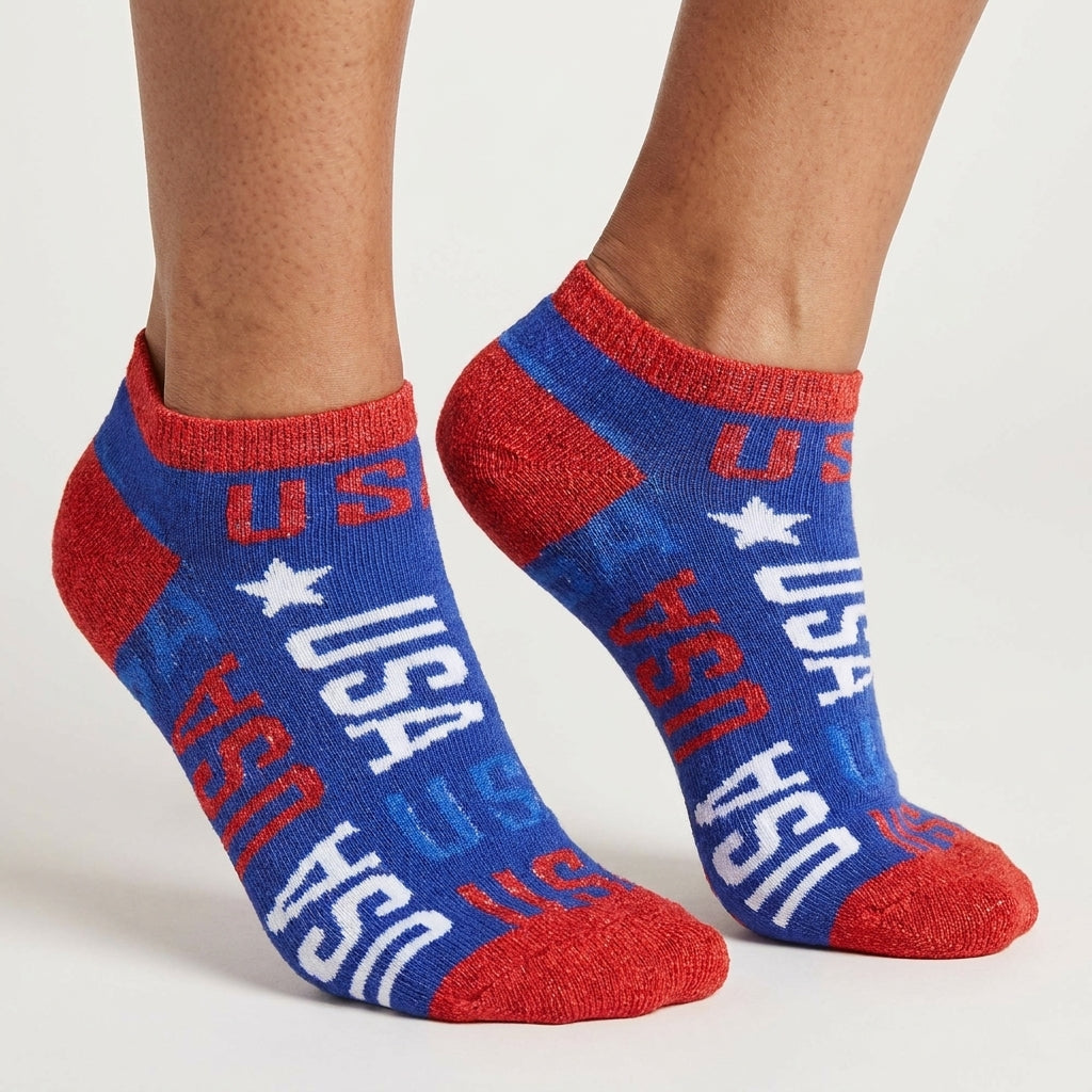 American Flag USA Americana Shimmer Thread No-Show Ankle Socks - view 2