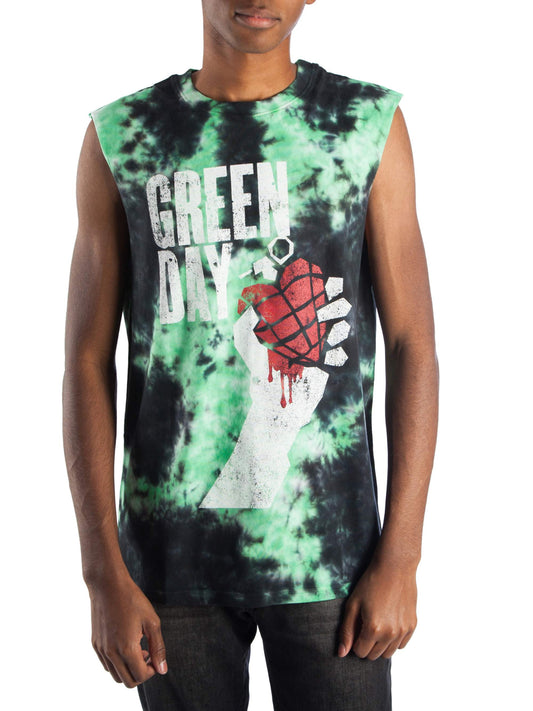 Men's Green Day America Idiot Heart Tie Dye Muscle Tank