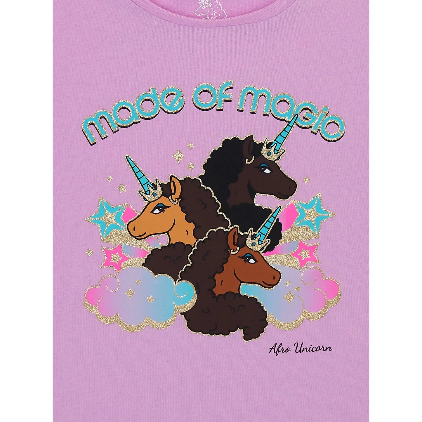 Girl's Afro Unicorn Made Of Magic Graphic Tee T-Shirt