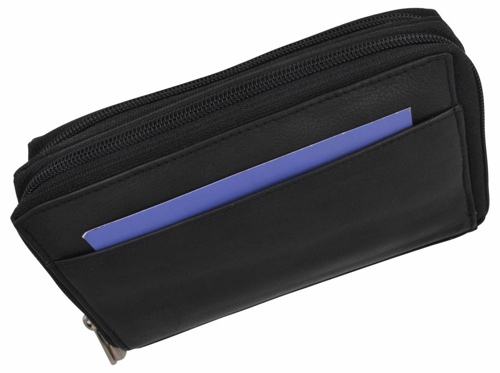 CB 814 Black Zip Around Genuine Leather Checkbook Credit Card ID Holder Wallet - view 5