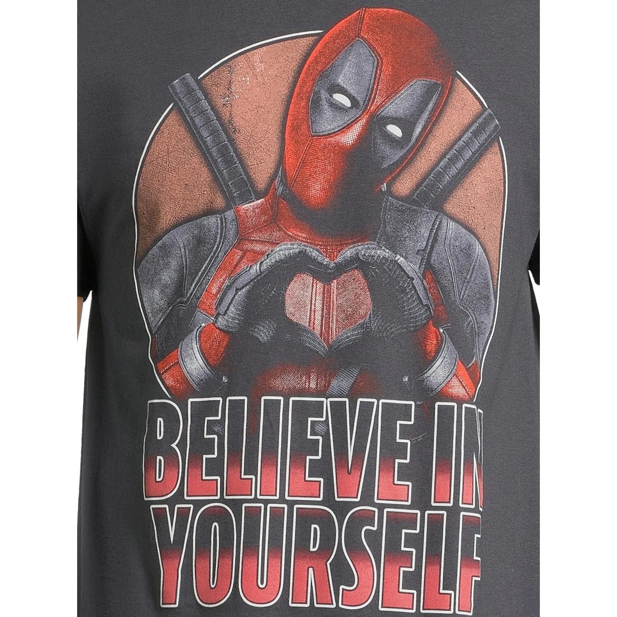 Men's Charcoal Deadpool Believe in Yourself Graphic Tee T-Shirt - view 3
