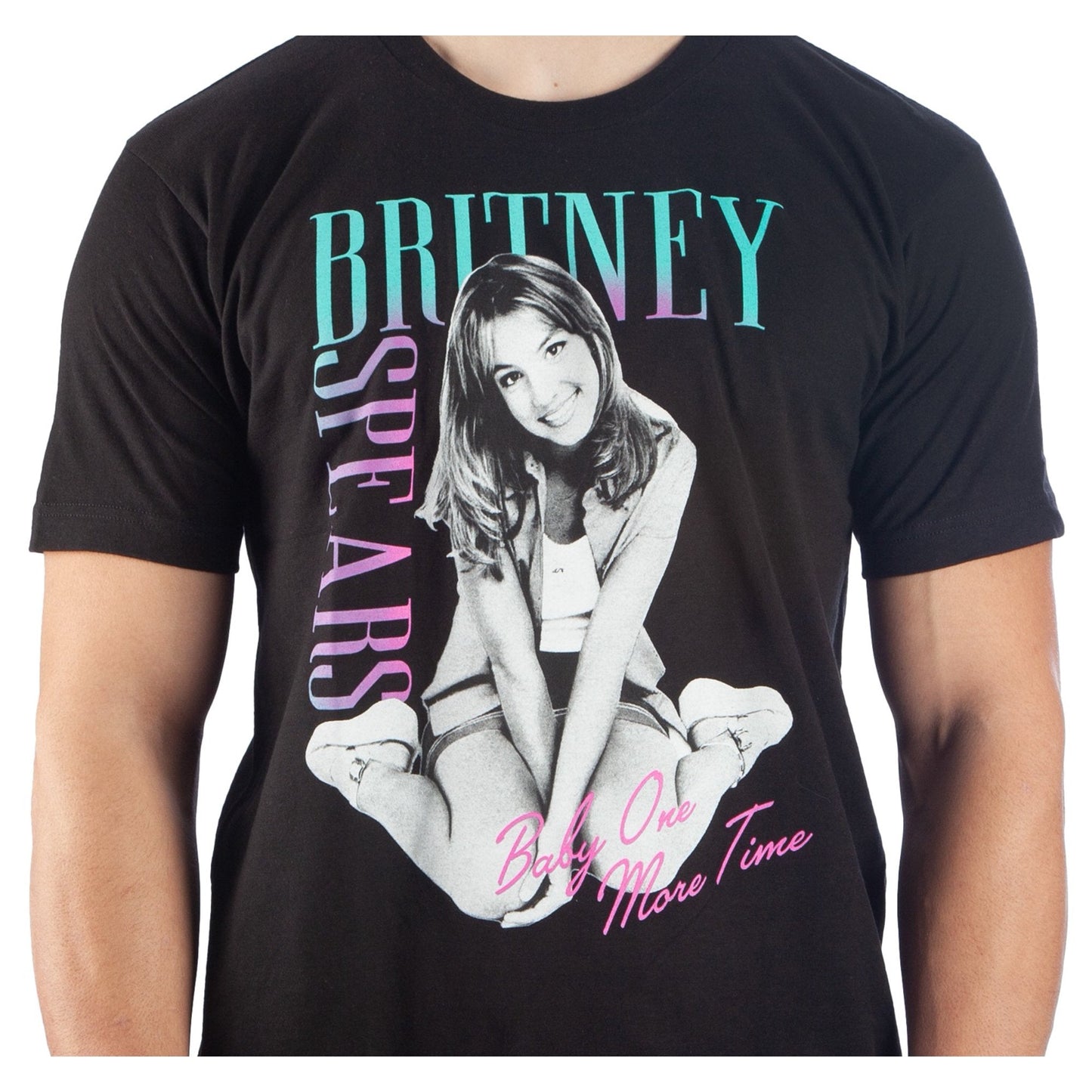 Men's Britney Spears Crew Neck Short Sleeve Black Tee T-Shirt