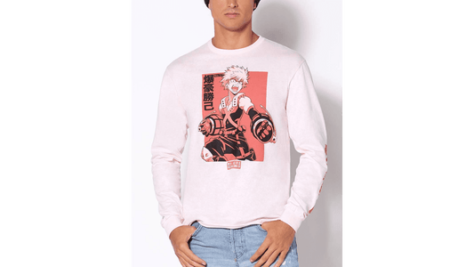 Camiseta rosa de manga larga Kacchan My Hero Academia para hombre