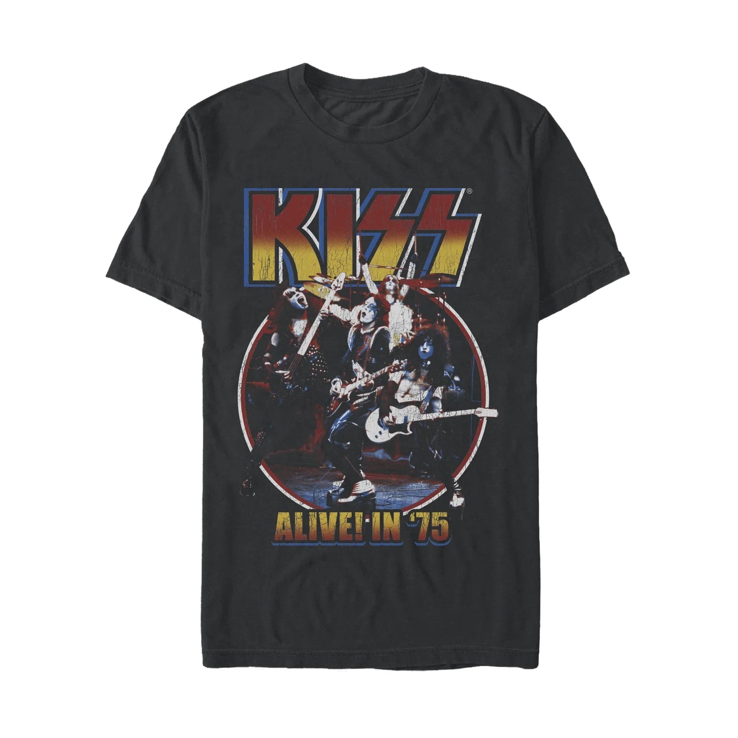 Men's KISS Alive In 75 Graphic Crew Neck T-Shirt Tee