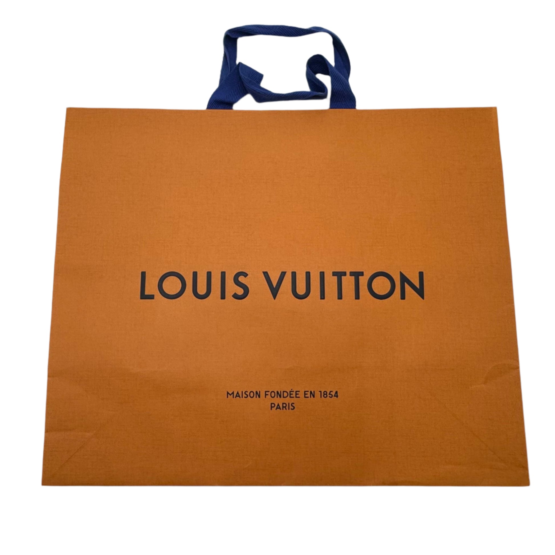 Louis Vuitton paper bag on a white surface