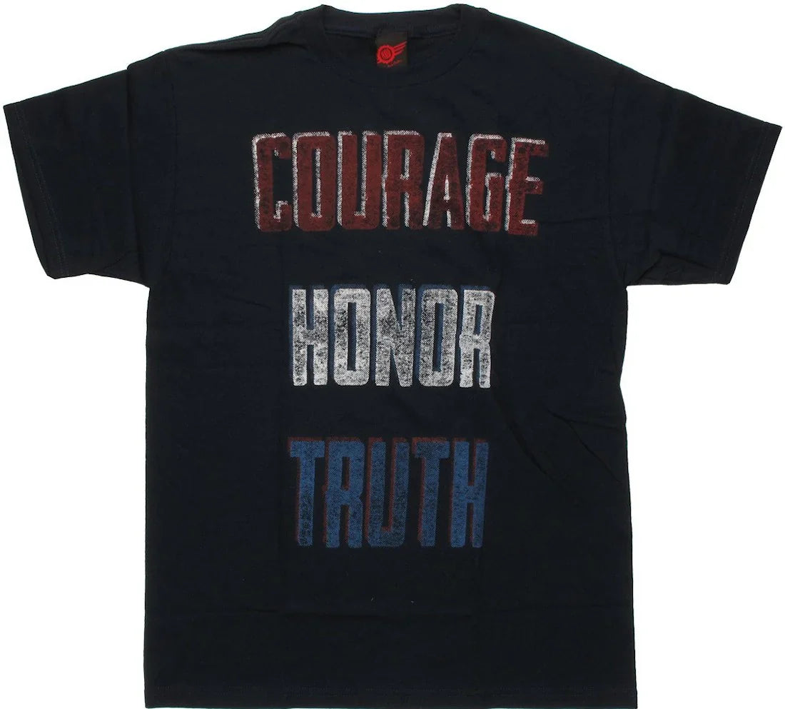 Men's Navy Blue Flag Courage Honor Truth Graphic Tee T-Shirt