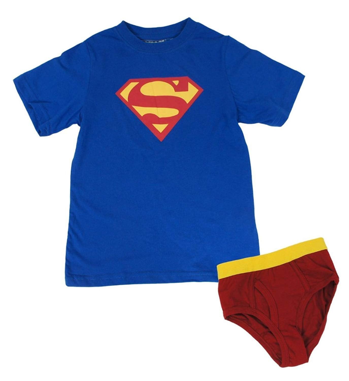 Underoos Boys Blue Superman Superhero T-Shirt & Boxer Brief Underwear Set