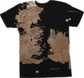 Men's Black Game of Thrones Westeros Map Wrap T-Shirt Tee
