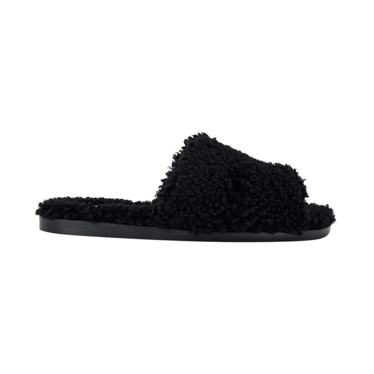 Hermes Men’s Shoes Flat Izmir Sandal Shearling Black 44