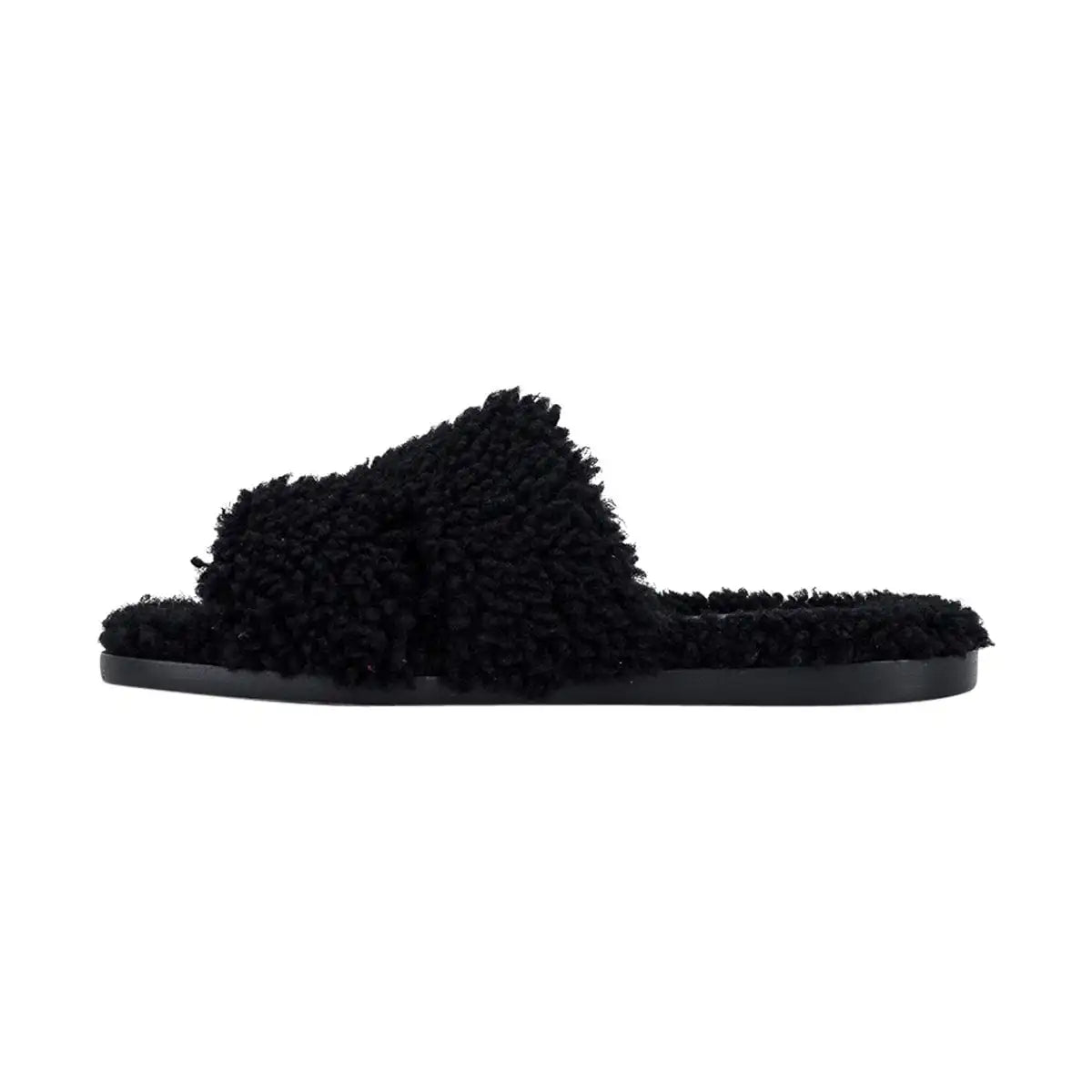 Hermes Men’s Shoes Flat Izmir Sandal Shearling Black 44