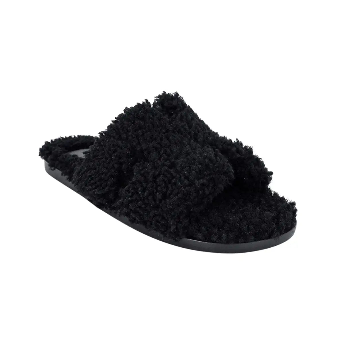 Hermes Men’s Shoes Flat Izmir Sandal Shearling Black 44