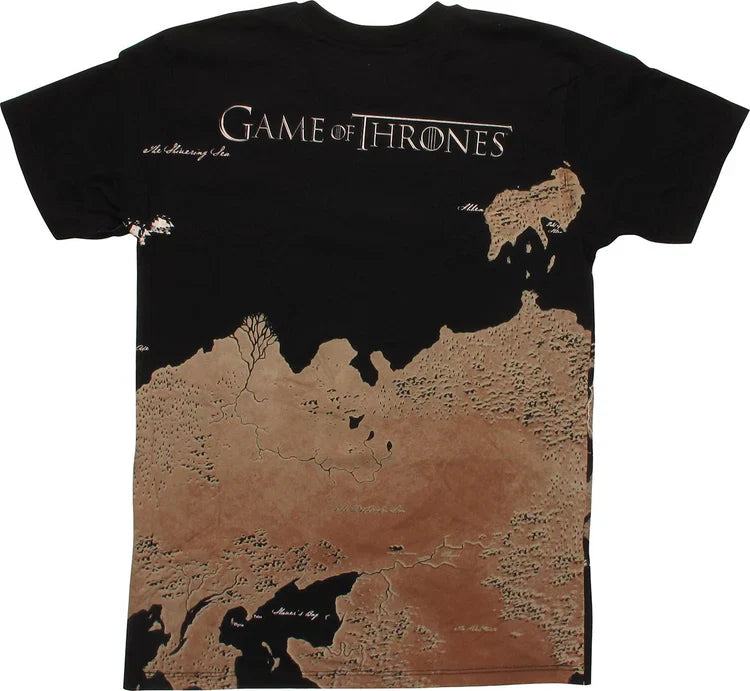 Men's Black Game of Thrones Westeros Map Wrap T-Shirt Tee - view 2
