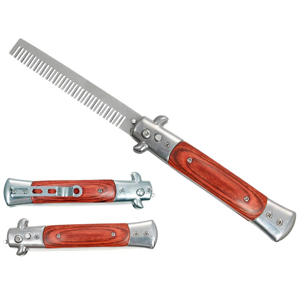 KS 1408WD-CB 4 inch Orange Handle Outdoor Camping Tool Multifunctional Fruit Folding Comb Novelty