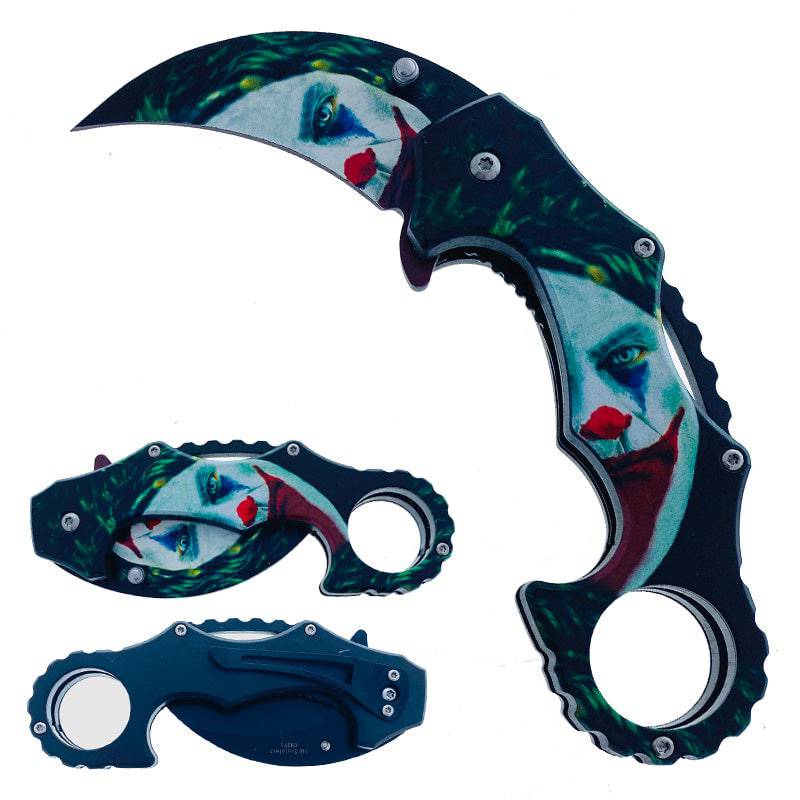 KS 1661-JK1 5 inch Fantasy Green Clown Handle Outdoor Camping Tool Multifunctional Fruit Karambit Folding