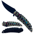 KS 1947-RD 4.5 inch Skull Handle Spring Outdoor Camping Tool Multifunctional Fruit Knife with Belt Clip - Red