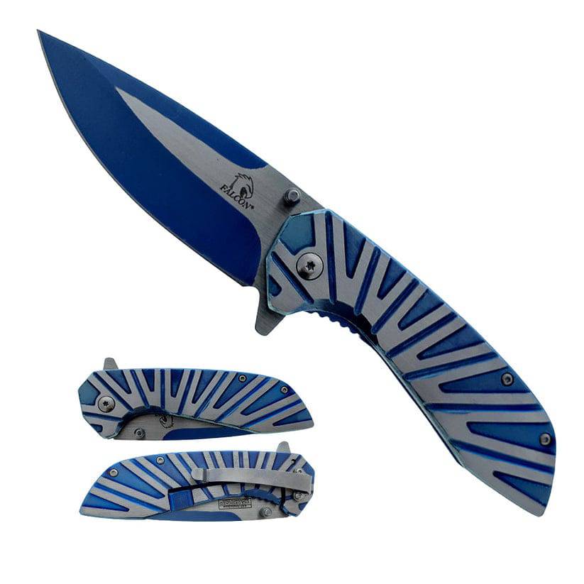 KS 5565-BL 4.75 inch Blue Heavy Duty Egyptian Wing Stainless Steel Folding Pocket Knife