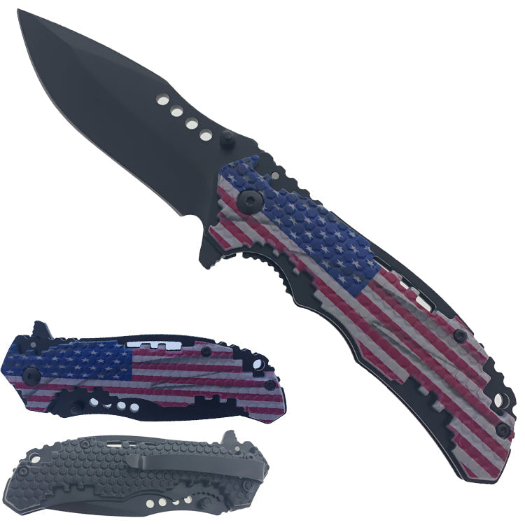 KS 1696-UF 4.5" USA Flag Honeycomb Folding Assist-Open Pocket Knife - Bladevip