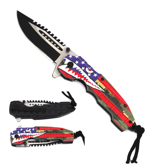 KS 1979-SH 5" USA Shark Assist-Open Tactical Folding Knife with Paracord
