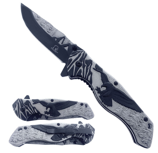 KS 3778-BK 4.75" Titanium Black Eagle Mountain Range Assist-Open Pocket Knife - Bladevip