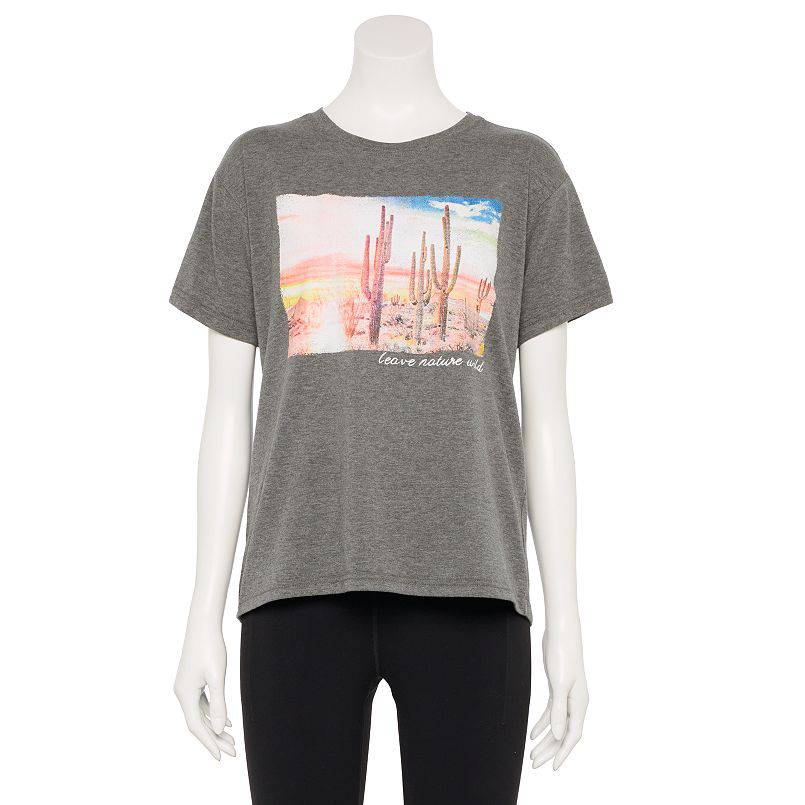 Women Juniors' "Leave Nature Wild" Desert Cactus Graphic Tee