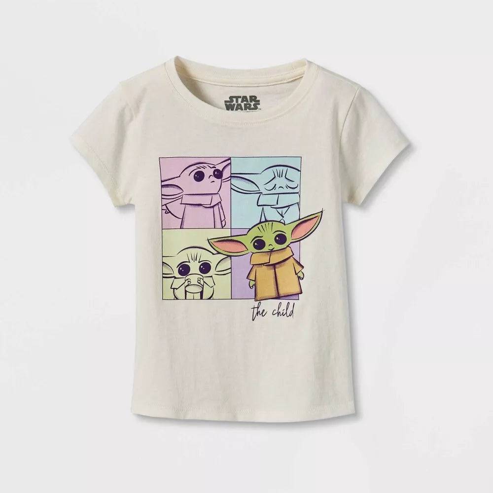 Toddler Girls' Star Wars Baby Yoda Short Sleeve T-Shirt Cream