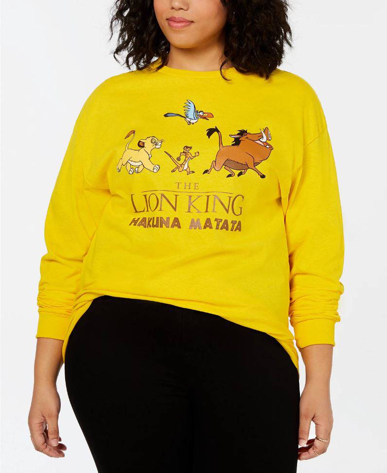 Women Plus Size The Lion King Hakuna Matata Long-Sleeve Top Tee T-Shirt