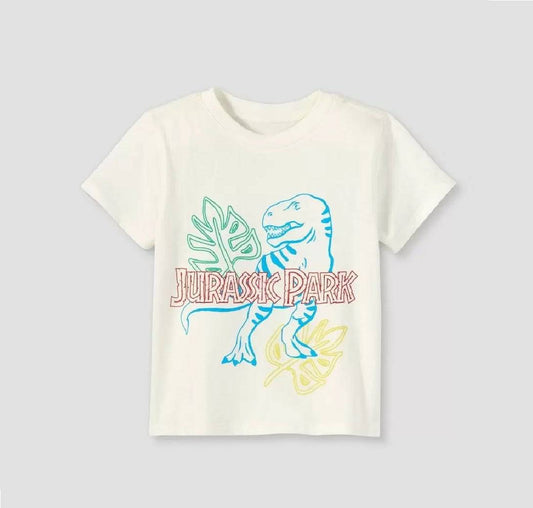 Camiseta de manga corta Jurassic Park para niño pequeño Camiseta color marfil