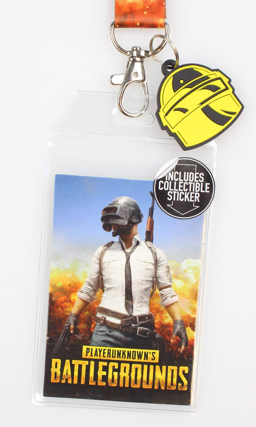 Playerunknown's Battleground PUBG Lanyard with ID Holder, Rubber Charm, and Collectible Sticker