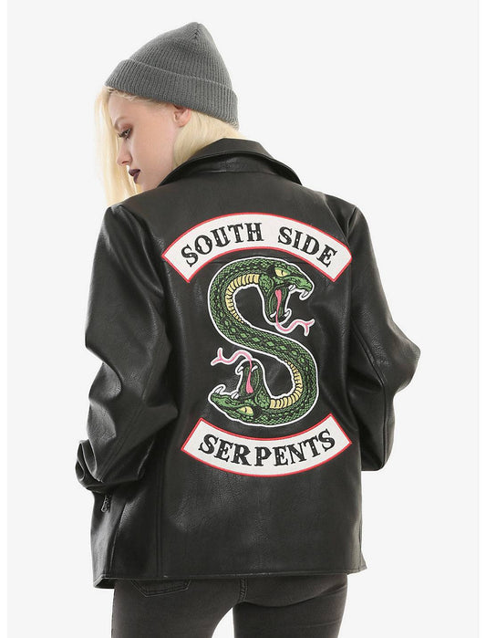 Chaqueta de piel sintética con espectáculo Riverdale Southside Serpents negra para mujer junior