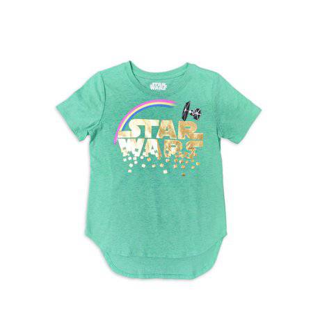 Girls Youth Heather Green Star Wars Lucky Clover Tee T-Shirt