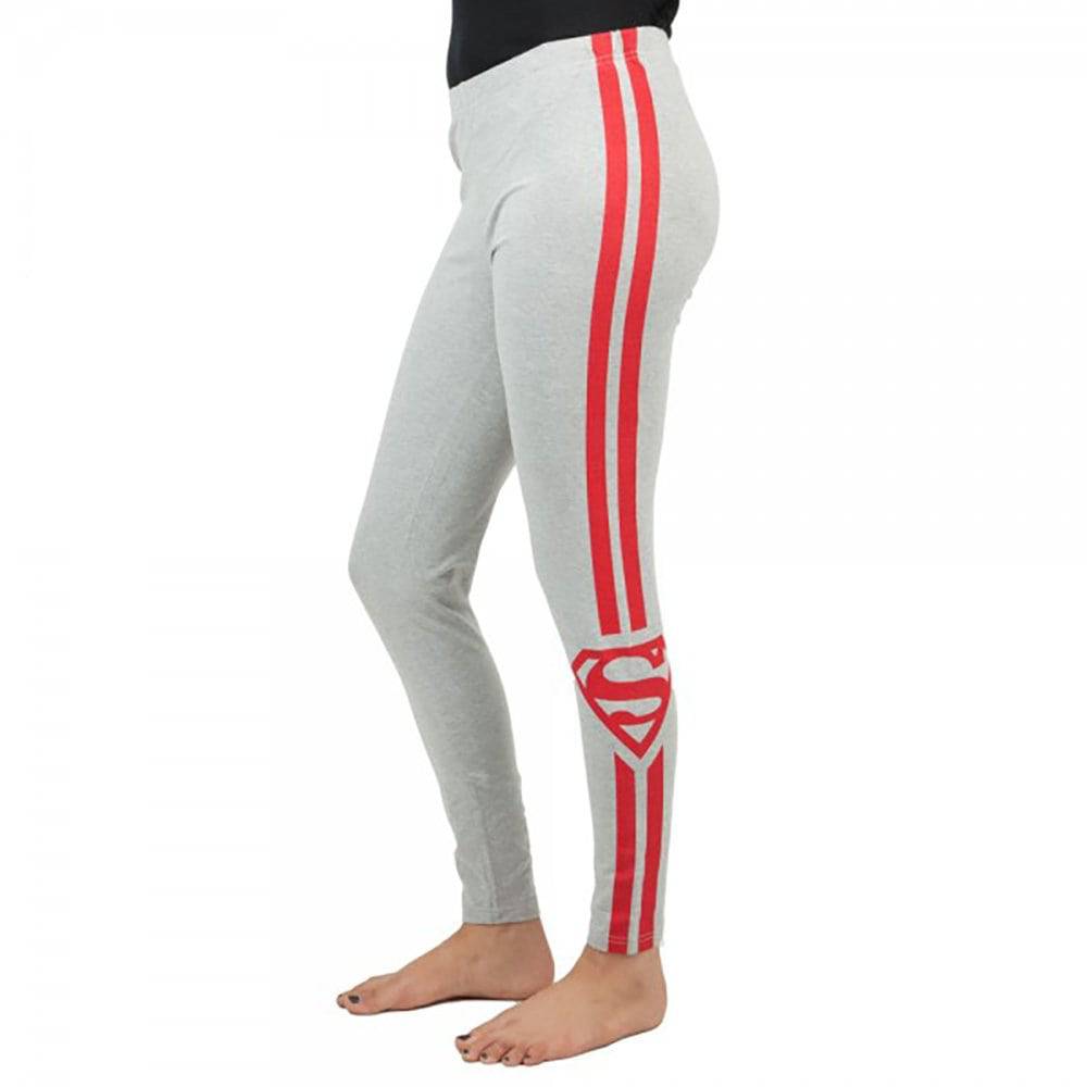 Pantalones de fitness activos para mujer Juniors gris Super Girl Superman Racer Stripe DC Comics 