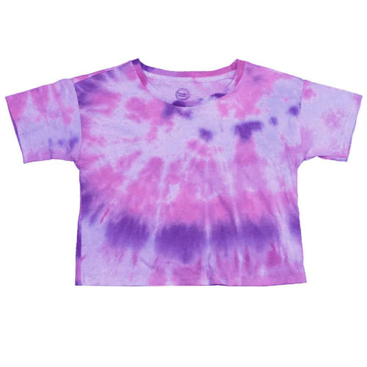 Camiseta regular de manga corta con teñido anudado morado para niñas grandes o pequeñas Wonder Nation