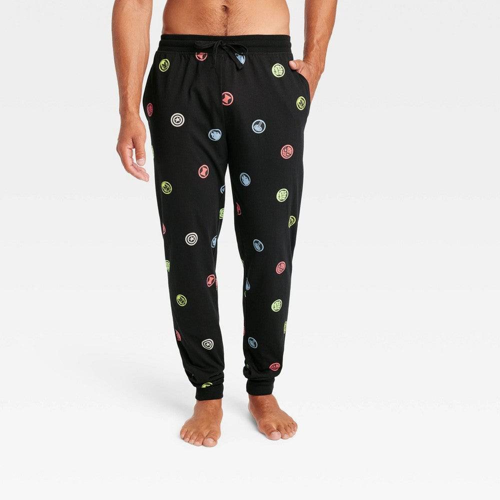 Men's Marvel Neon Super Hero Icons Jogger Pajama Lounge Pants