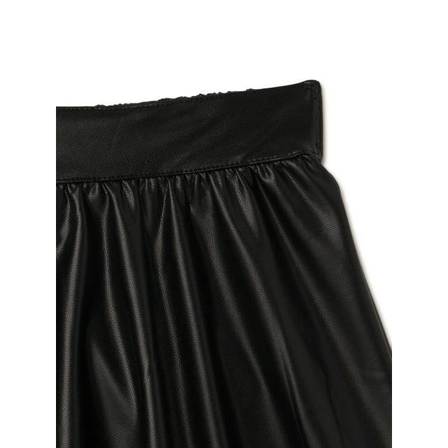 Girls Ribbed T-Shirt and Faux Leather Skirt Set 2-Piece Size - view 3
