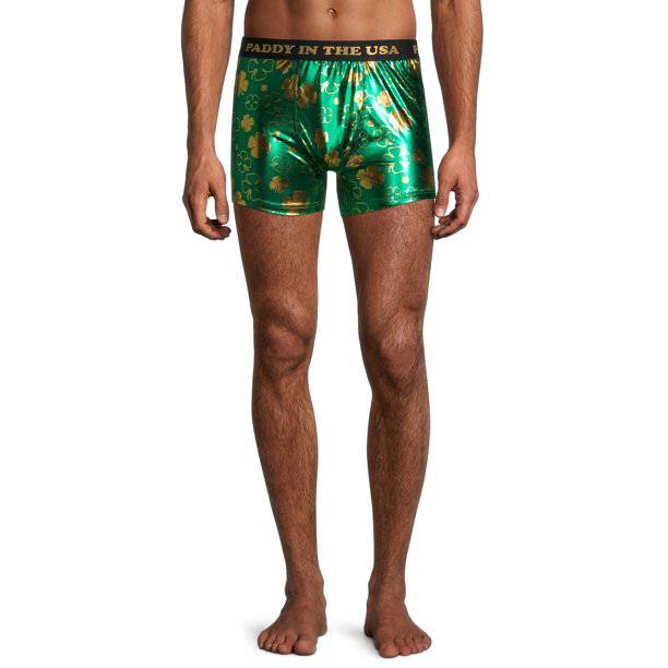 Men's Green Paddy in the USA Boxer Briefs Saint Patrick's Day Novelty Gift Underwear