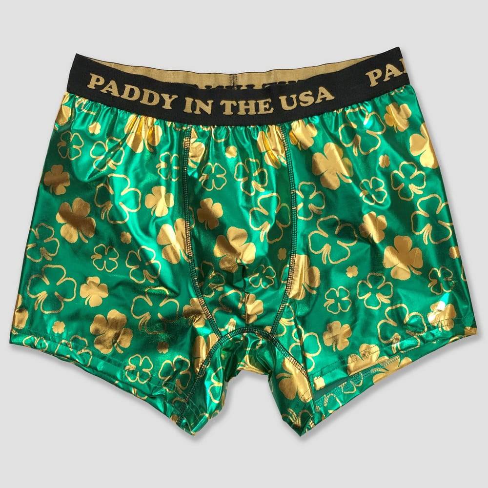 Men's Green Paddy in the USA Boxer Briefs Saint Patrick's Day Novelty Gift Underwear