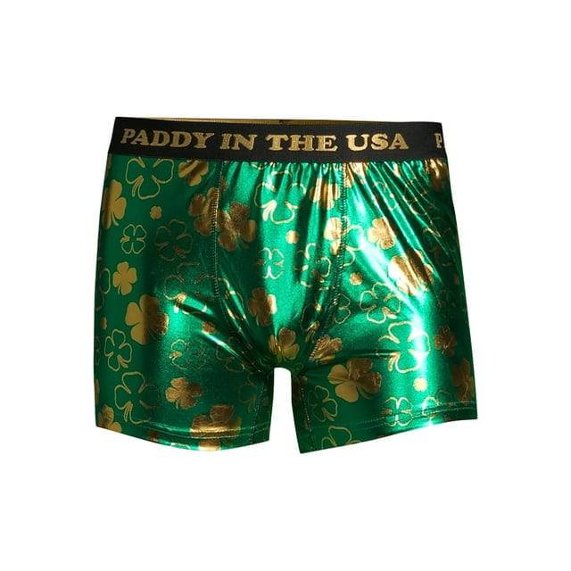 Men's Green Paddy in the USA Boxer Briefs Saint Patrick's Day Novelty Gift Underwear