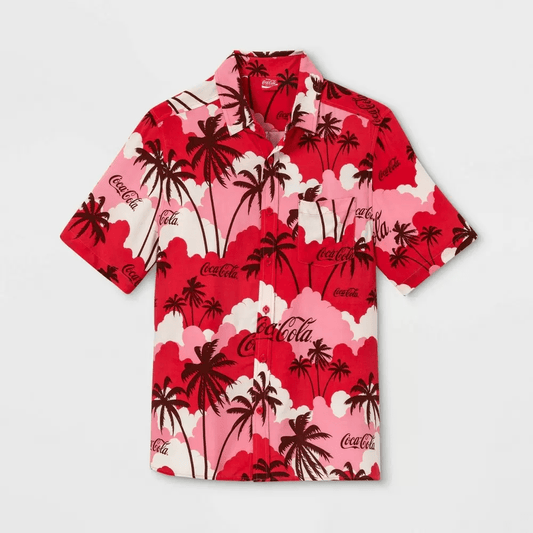 Camisa con botones de manga corta Coca-Cola para hombre