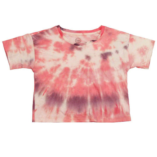 Camiseta regular de manga corta con efecto tie-dye rosa para niñas grandes o pequeñas Wonder Nation